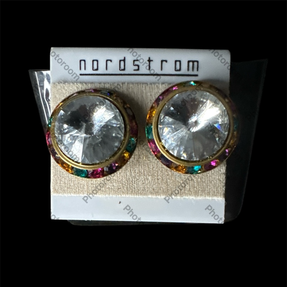 Nordstrom Crystal Multicolor Halo Stud Earrings